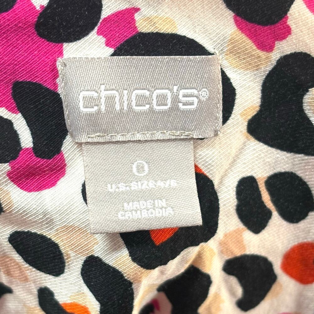Chicos Blouse, Button Up, Animal Print, Pink White Black, Women’s Size 6, - Picture 3 of 6
